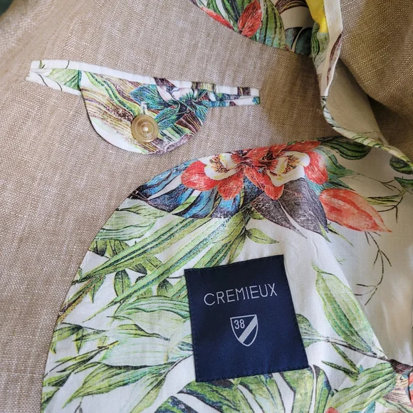 NWOT Cremieux Men's Linen Martinique Collection Henry Washed Linen Blazer L